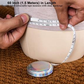 img 1 attached to 📏 2 Pack Leather Retractable Body Measuring Tape - 150 cm 60 Inch Tailor Fabric Tape Measure with Push Button (Round-Silver)