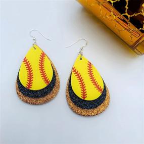 img 1 attached to 🥎 Women's Softball Earrings - Softball Jewelry - Girls' Softball Accessories - Softball Gifts - Faux Leather Softball Earrings - Glitter accents