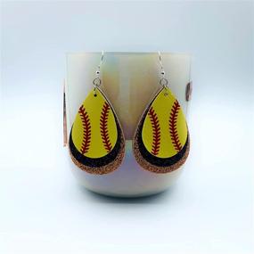 img 3 attached to 🥎 Women's Softball Earrings - Softball Jewelry - Girls' Softball Accessories - Softball Gifts - Faux Leather Softball Earrings - Glitter accents