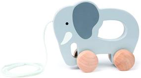 img 4 attached to 🐘 Hape Elephant Push and Pull Wooden Toddler Toy - Dimensions: Length: 5.7 inches, Width: 2.4 inches, Height: 4.5 inches