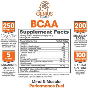 img 3 attached to 💪 Genius BCAA Powder for Mental Clarity and Faster Muscle Recovery - Multiuse Natural Vegan Preworkout BCAAs with Focus & Energy, Orange Flavor, 21 Servings, 286g