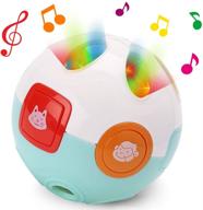 исследуй и учись с музыкальным ползающим мячом для малышей: интерактивная игрушка для младенцев с фонариком, мелодиями и трещетками - батарейка включена! логотип
