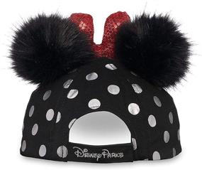 img 1 attached to Disney Minnie Mouse Black Polka Dot Baseball Cap with Pom Pom and Bow: A Stylish Accessory for Disney Fans