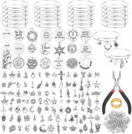 📿 expandable bangle bracelets making kit - 342 pieces, dyroubo adjustable wire blank bracelets with jewelry charms, pliers, bulk bangle charms for diy craft jewelry making by girls logo