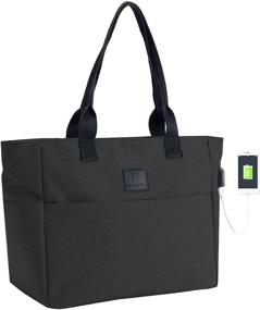 img 4 attached to 💼 Stylish Laptop Tote Bag for Women Work - Fits 15.6''-17'' - Shoulder Bag with USB and Multiple Pockets - Ideal for Teachers