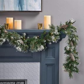 img 3 attached to 🎄 CHRISTOPHER KNIGHT HOME 9-Foot Pre-Lit Clear LED Christmas Garland with Snow & Glitter Branches - Battery Operated, Timer Included