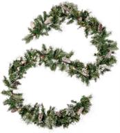 🎄 christopher knight home 9-foot pre-lit clear led christmas garland with snow & glitter branches - battery operated, timer included логотип