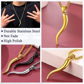 img 1 attached to 🌽 Stainless Steel/18K Gold Plated FaithHeart Italian Horn Pendant Necklace - Protective Amulet Jewelry for Women Men with Delicate Packaging - Cornicello Necklaces