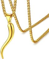 🌽 stainless steel/18k gold plated faithheart italian horn pendant necklace - protective amulet jewelry for women men with delicate packaging - cornicello necklaces logo