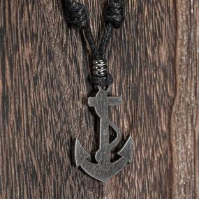 img 1 attached to ⚓ Stylish BlueRica Metal Anchor Pendant with Adjustable Cord Necklace: Nautical-inspired Fashion Accessory