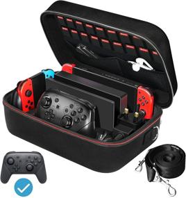 img 4 attached to 🎮 iVoler Carrying Storage Case for Nintendo Switch/Switch OLED Model (2021), Portable Travel All Protective Hard Messenger Bag with Soft Lining, Holds 18 Games, Switch Console, Pro Controller & Accessories – Black