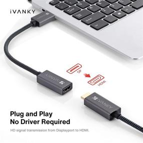 img 3 attached to 🔌 Адаптер iVANKY DisplayPort в HDMI односторонний - плетеный нейлоном конвертер 1080P для ноутбука (HP/Lenovo/Dell), монитора, телевизора, графической карты (NVIDIA/AMD) и многого другого - серый