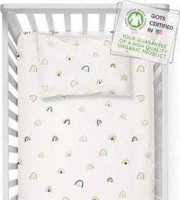 img 4 attached to 🌈 Makemake Organics Organic Crib Sheet - GOTS Certified, Ultra Soft & Breathable Rainbow Crib Sheet with Pillowcase