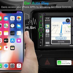 img 3 attached to Двойной Din стерео Apple Carplay: ABSOSO Встроенный автомобильный мультимедийный проигрыватель с поддержкой Bluetooth Phone Link HD сенсорным монитором, микрофоном, задней камерой, входом A/V, FM/AM автомобильным радио и кнопками на руле.