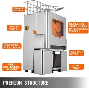 img 2 attached to 🍊 VBENLEM 110V Commercial Orange Juicer Machine: Pull-Out Filter Box, Electric Citrus Juice Squeezer, 22-30 Oranges/Min, Lemon Maker, 304 Stainless Steel Tank and Cover