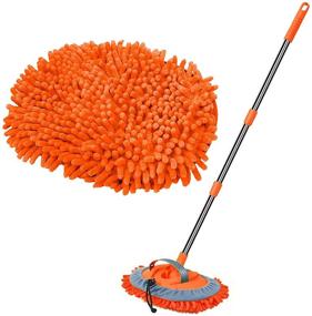 img 4 attached to 🚗 WillingHeart Car Wash Brush Mop Cleaning Tool Kit - 47.5" Long Handle, Chenille Microfiber Sponge Duster - Ideal for Washing & Detailing Cars, Truck, SUV, RV, Trailer, Boat - No Paint Scratching, Scratch-Free