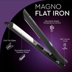 img 1 attached to 🔥 SUTRA Magno Turbo Flat Iron: Титановый выпрямитель для волос, 450°F Быстрый нагрев с ЖК-дисплеем, двойное напряжение, автоматическое отключение, 1 дюйм.