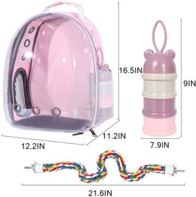 img 3 attached to 🎒 Pink Bird Backpack Carrier with Portable Feeder Cups: Airline-Approved & Ventilate Transparent Space Capsule for Travel, Hiking, and Outdoor Use