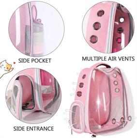 img 2 attached to 🎒 Pink Bird Backpack Carrier with Portable Feeder Cups: Airline-Approved & Ventilate Transparent Space Capsule for Travel, Hiking, and Outdoor Use