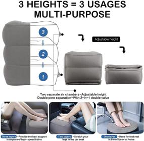 img 2 attached to JefDiee Inflatable Travel Foot Rest Pillow - Adjustable 3 Height Layers Leg Rest, Airplane Bed for Kids & Adults - Travel Essentials Ideal for Airplanes, Offices, Homes, Trains & Cars