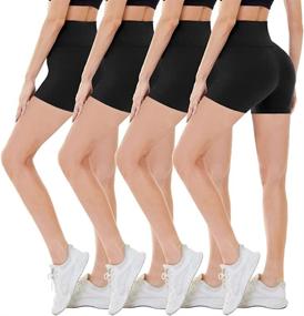 img 4 attached to 🩳 CAMPSNAIL 4 Pack Biker Shorts for Women High Waist - 5" Soft Summer Womens Shorts | Spandex Workout Shorts for Running & Athletic Activities