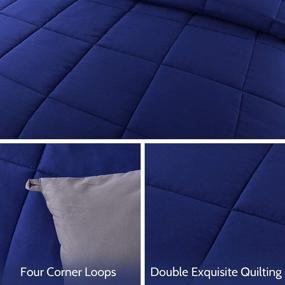img 1 attached to 🛏️ Decroom голубой/серый набор легких одеял Queen - 3 предмета для круглогодичного использования с 2 наволочками - стеганое одеяло с альтернативным наполнителем в полимерной упаковке - размер Queen