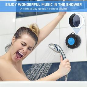 img 2 attached to 🔊 Annlend Portable Waterproof Bluetooth Shower Speaker IPX7 - Wireless, Water-Resistant, Suction Cup & Hook, Built-in Mic, Speakerphone for Bathroom, Outdoor, Beach, Travel, Hiking, Bike, Home Party (Blue)