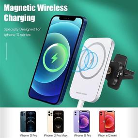 img 3 attached to 🚗 Magnetic Wireless Car Charger and Mount | 15W Fast Charging | Compatible with iPhone 13/13 Pro Max/13 Pro/13/12/12 Pro/12 Pro Max/12 Mini | Air Vent Car Phone Holder with Charger | Includes QC 3.0 USB Car Charger Adapter