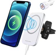 🚗 magnetic wireless car charger and mount | 15w fast charging | compatible with iphone 13/13 pro max/13 pro/13/12/12 pro/12 pro max/12 mini | air vent car phone holder with charger | includes qc 3.0 usb car charger adapter logo