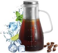 🥤 glass pitcher with infuser: 40 oz cold brew & iced tea maker with lid - removable stainless steel filter for iced coffee & tea - perfect water pitcher gift logo