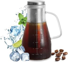 img 4 attached to 🥤 Glass Pitcher with Infuser: 40 Oz Cold Brew & Iced Tea Maker with Lid - Removable Stainless Steel Filter for Iced Coffee & Tea - Perfect Water Pitcher Gift