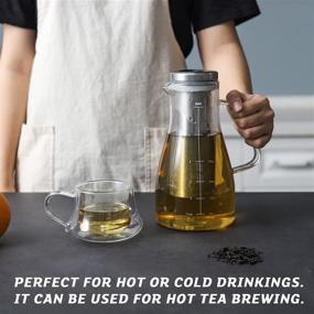 img 1 attached to 🥤 Glass Pitcher with Infuser: 40 Oz Cold Brew & Iced Tea Maker with Lid - Removable Stainless Steel Filter for Iced Coffee & Tea - Perfect Water Pitcher Gift