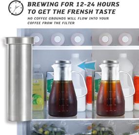 img 2 attached to 🥤 Glass Pitcher with Infuser: 40 Oz Cold Brew & Iced Tea Maker with Lid - Removable Stainless Steel Filter for Iced Coffee & Tea - Perfect Water Pitcher Gift