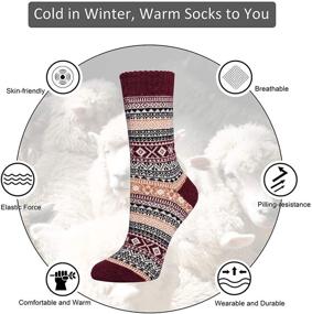 img 2 attached to 🧦 Stay Warm this Winter with 5 Pack Women's Wool Socks: Cozy, Thick Knit, and Perfect Gifts for Women