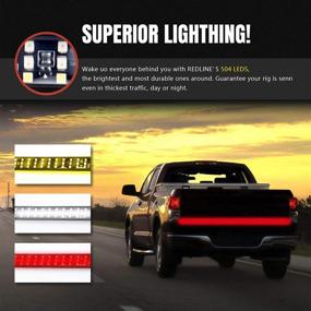 img 1 attached to 🚛 Truck Tailgate Bar 60 Inches, Triple Row 504 LED Strip, 4-Way Flat Connector Wire - Amber Turn Signal, Red Brake Running, White Reverse Lights