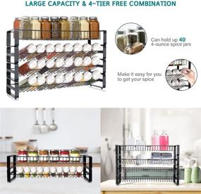 img 2 attached to Efficient 4-Tier Stackable Spice Rack Organizer - Black Frosted Iron Kitchen Counter Shelf for Cabinet, Countertop, and Freestanding Use