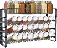 efficient 4-tier stackable spice rack organizer - black frosted iron kitchen counter shelf for cabinet, countertop, and freestanding use logo