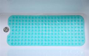 img 3 attached to Enhance Bath Time Safety with Tike Smart Extra-Long Bath Tub Mat in Transparent Turquoise (Green-blue)