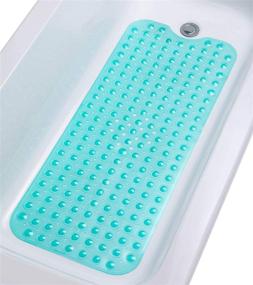 img 4 attached to Enhance Bath Time Safety with Tike Smart Extra-Long Bath Tub Mat in Transparent Turquoise (Green-blue)