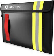 🔥 alorva fireproof & water-resistant document bag – 15.5 x 11 x 3-inch pouch for legal documents & valuables - enhanced zippered protection – expertly designed by firefighters (black) logo