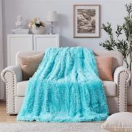 🛋️ nexhome soft shaggy faux fur blanket throw - fluffy cozy lightweight luxury microfiber - 50"x60" decorative blanket for sofa, couch, bed, chair - light blue logo