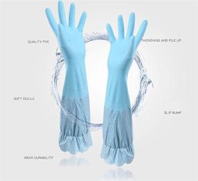 img 2 attached to 🧤 Premium RARITYUS Waterproof Cotton Lined Kitchen Cleaning Gloves: Non-Slip, Long Cuff, Dishwashing Essential