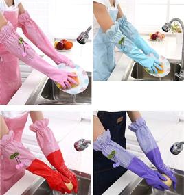 img 1 attached to 🧤 Premium RARITYUS Waterproof Cotton Lined Kitchen Cleaning Gloves: Non-Slip, Long Cuff, Dishwashing Essential