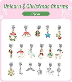 img 1 attached to 🎄 Christmas Unicorn Jewelry Making Kit for Teen Girls - DIY Pendant Charms for Bracelets and Necklaces with Xmas Rainbow Crystal Beads. Handmade Craft Supplies in a Pink Gift Box by HiUnicorn.