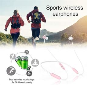 img 2 attached to SLUB True Wireless Bluetooth Waterproof Sport HD Stereo Neckband 🎧 Headphones (Pink) - 36H Playtime, Mic, Sweatproof, Double Battery Earbuds for iPhone/Android