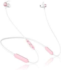 img 4 attached to SLUB True Wireless Bluetooth Waterproof Sport HD Stereo Neckband 🎧 Headphones (Pink) - 36H Playtime, Mic, Sweatproof, Double Battery Earbuds for iPhone/Android