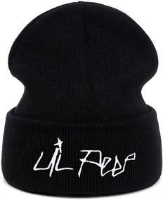 img 3 attached to 🧢 Lil Peep Embroidered Stretchy Knit Beanie Hat - Trendy Skullies for Men and Women, Unisex Warmth