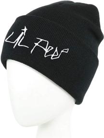 img 2 attached to 🧢 Lil Peep Embroidered Stretchy Knit Beanie Hat - Trendy Skullies for Men and Women, Unisex Warmth