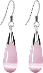 img 4 attached to BOPKIASA Hypoallergenic 925 Sterling Silver Teardrop Dangle Earrings for Teens Girls and Women with Sensitive Ears - Fashion Drop Dangling Earrings with Cubic Zirconia - Women's Fashion Hoop Earrings - Dangle Earrings for Girls and Women