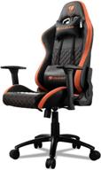 cougar armor pro gaming chair: steel frame, premium pvc leather, micro suede texture (orange/black) логотип